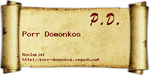 Porr Domonkos névjegykártya